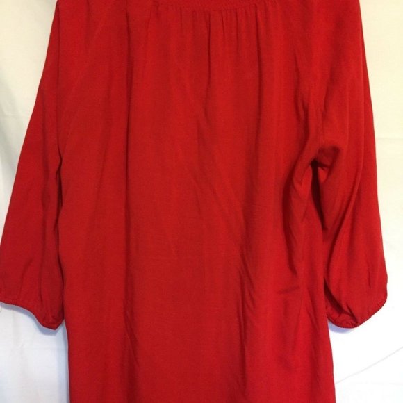 Beautiful!  KERRYBROOKE ~ Woman Red Rayon 3/4 Sleeves 8 Buttons Tunic/Top~Sz.XL - Picture 2 of 7